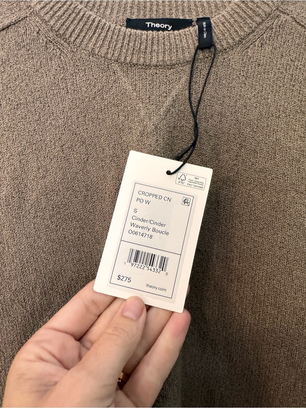 Theory Taupe Crewneck Sweater - Picture 3 of 3